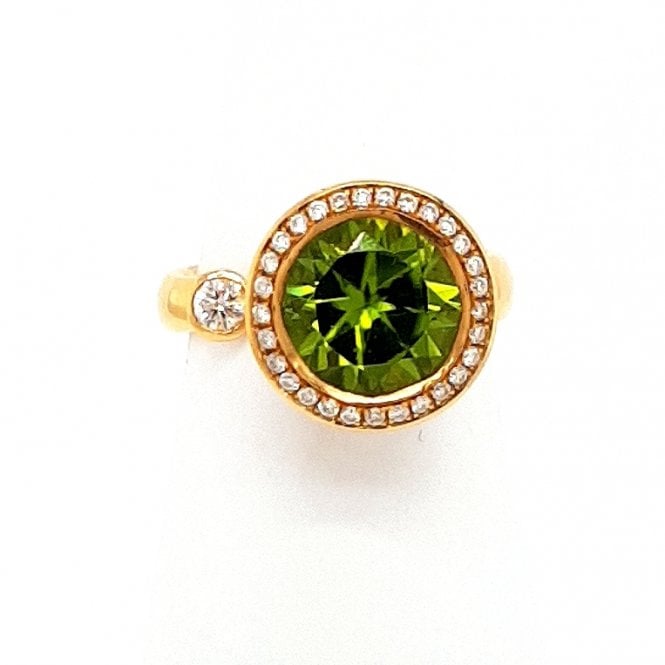Andrew Geoghan 18ct rose gold Peridot and Diamond cluster ring