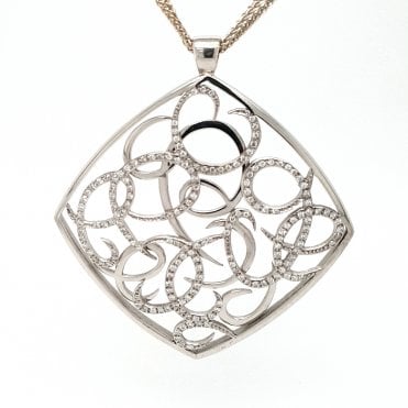 18ct white gold diamond set necklace 0.90cts