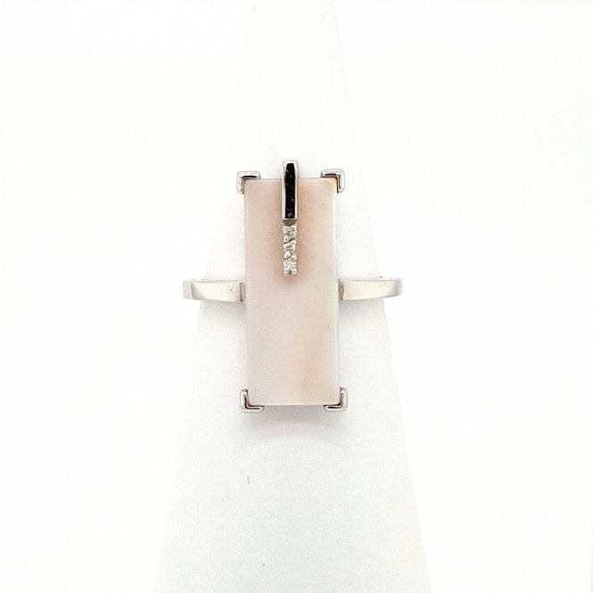 Bramwells 18ct white gold Mother of pearl and diamond ring