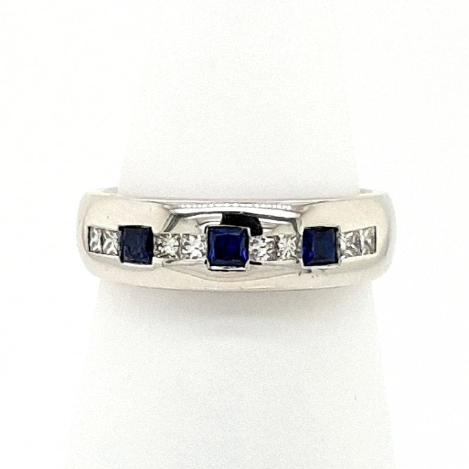 Bramwells 18ct white gold Sapphire and Diamond channel set Ring