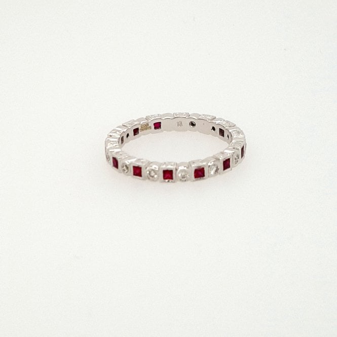 Ungar & Ungar 18ct white gold square Ruby and Diamond Eternity Ring