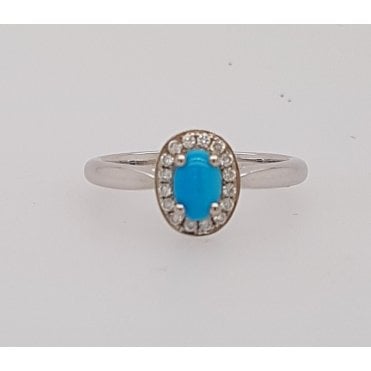 18ct white gold Turquoise and diamond ring