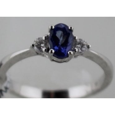 18ct white goldTanzanite and diamond ring