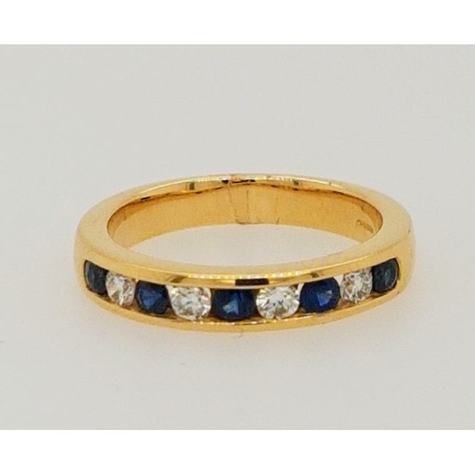 Bramwells 18ct yellow gold channel set 9 Stone Sapphire and Diamond Ring