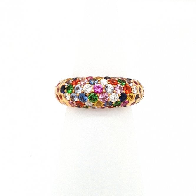Bramwells 18ct yellow gold multi coloured dome shape Sapphire Diamond Ring