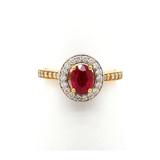 Bramwells 18ct yellow gold Ruby and Diamond cluster Ring