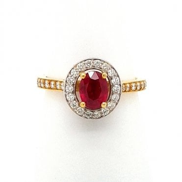 18ct yellow gold Ruby and Diamond cluster Ring
