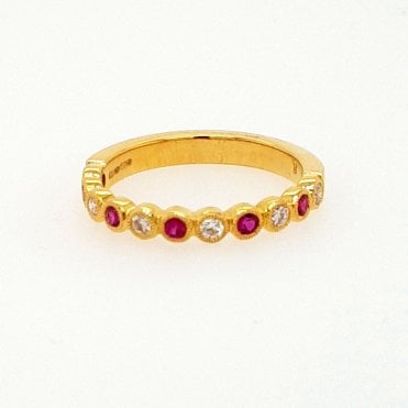 18ct yellow gold Ruby and Diamond half Eternity ring
