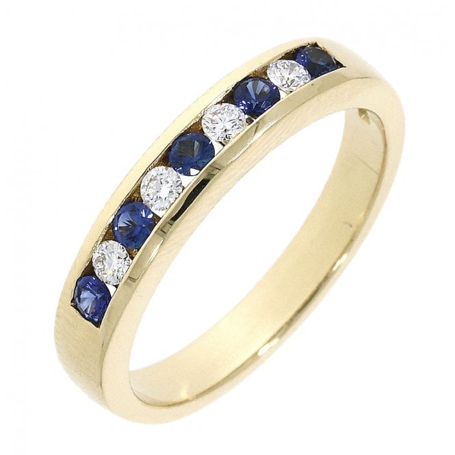 Bramwells 18ct yellow gold Saphhire and Diamond eternity ring