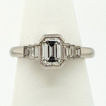 5 Stone Emerald Cut Diamond Ring 1.36cts in Platinum
