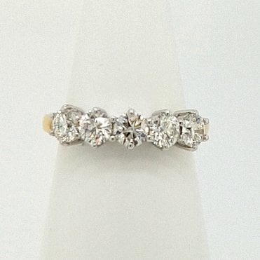 5 Stone Round Brilliant Cut Diamond Ring 1.57cts 18ct  Gold