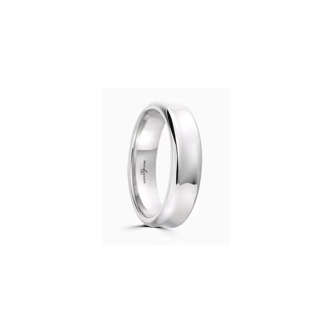 Bramwells 5mm 18ct white gold wedding ring concave design