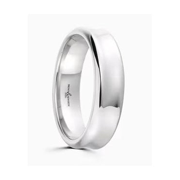 5mm 18ct white gold wedding ring concave design