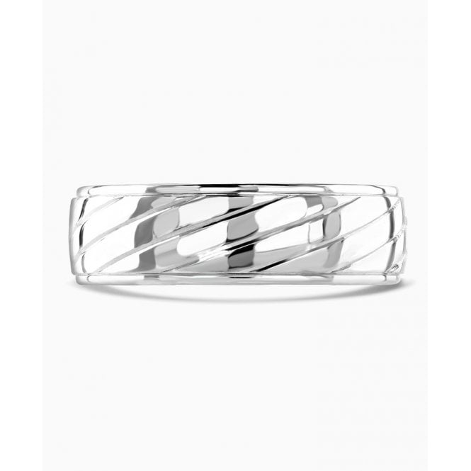 Bramwells 6MM 9CT White Gold Contemporary Design Wedding Ring