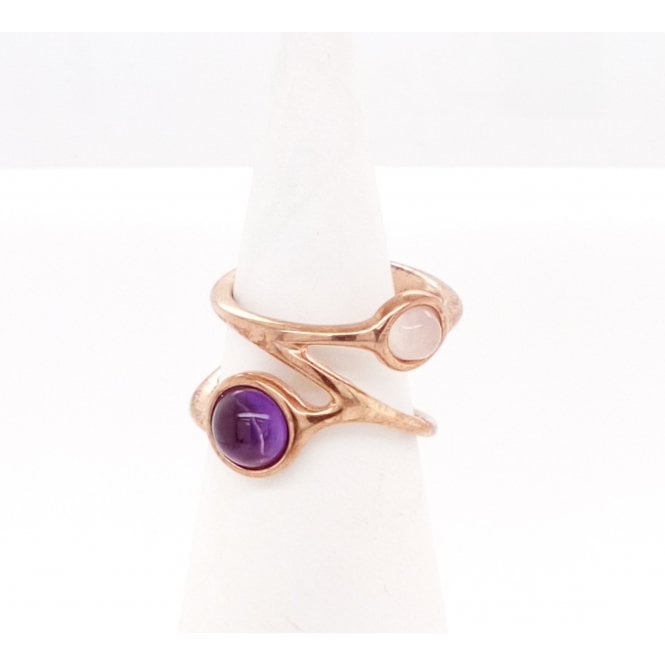 Amethyst 2 stone Ring set in Silver
