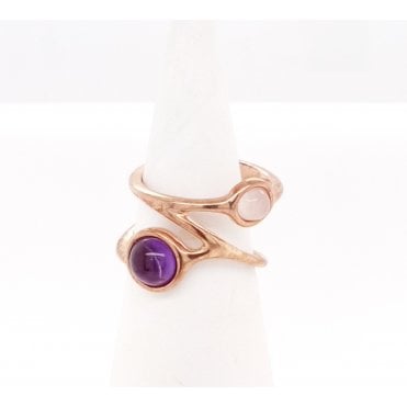 Amethyst 2 stone Ring set in Silver