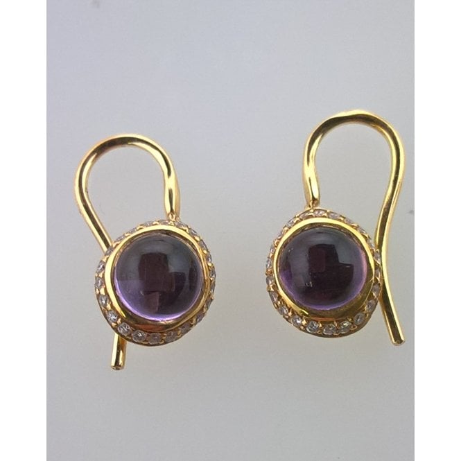 Amethyst with pave Diamonds surround on 18ct Yellow Gold