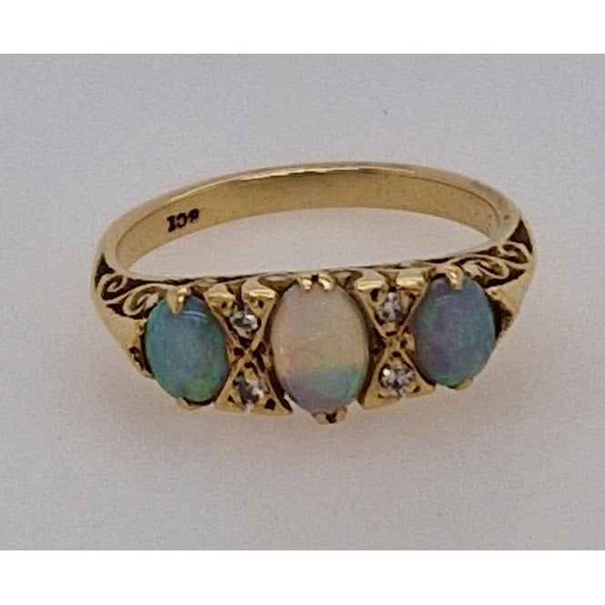 Antique Opal and Diamond 18ct gold Ring