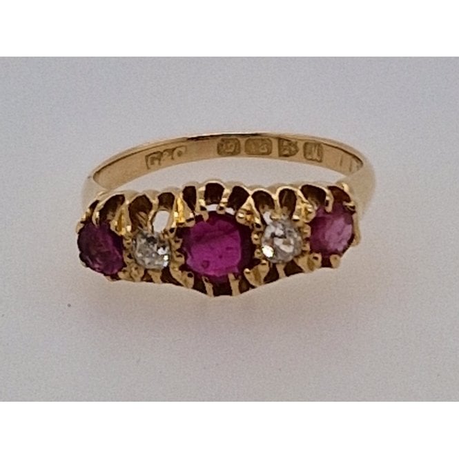 Antique Ruby and Diamond 18ct Gold Ring