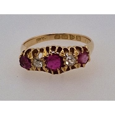 Antique Ruby and Diamond 18ct Gold Ring