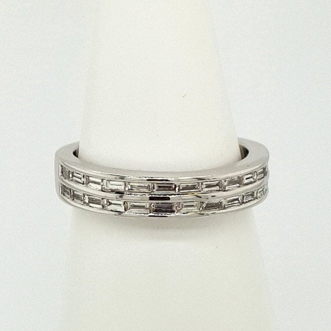 Bramwells Baguette Diamonds Double row ring in Platinum