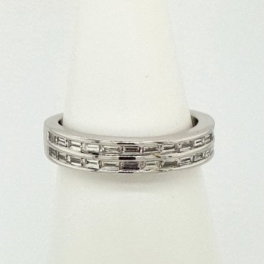 Baguette Diamonds Double row ring in Platinum