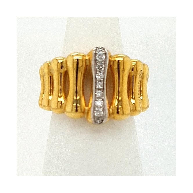Chimento Bamboo Diamond set ring in 18ct yellow Gold 0.13cts