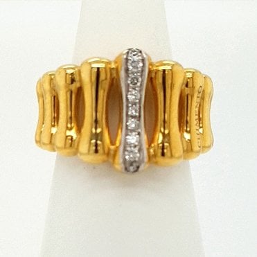 Chimento Bamboo Diamond set ring in 18ct yellow Gold 0.13cts
