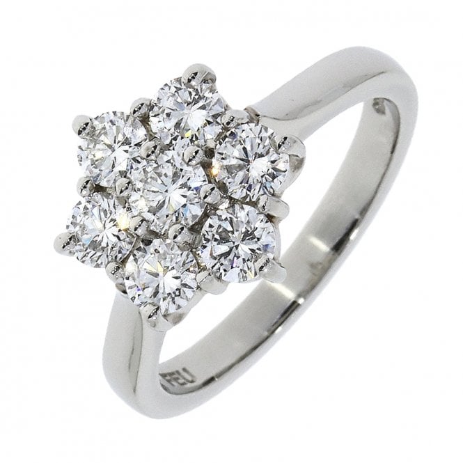 Bramwells Classic 7 stone Diamond Cluster Ring 0.75cts Platinum