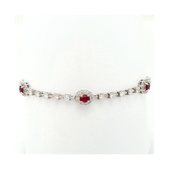 Bramwells Diamond and Ruby Bracelet in 18ct White Gold