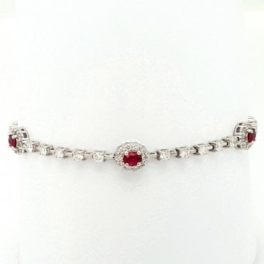 Diamond and Ruby Bracelet in 18ct White Gold