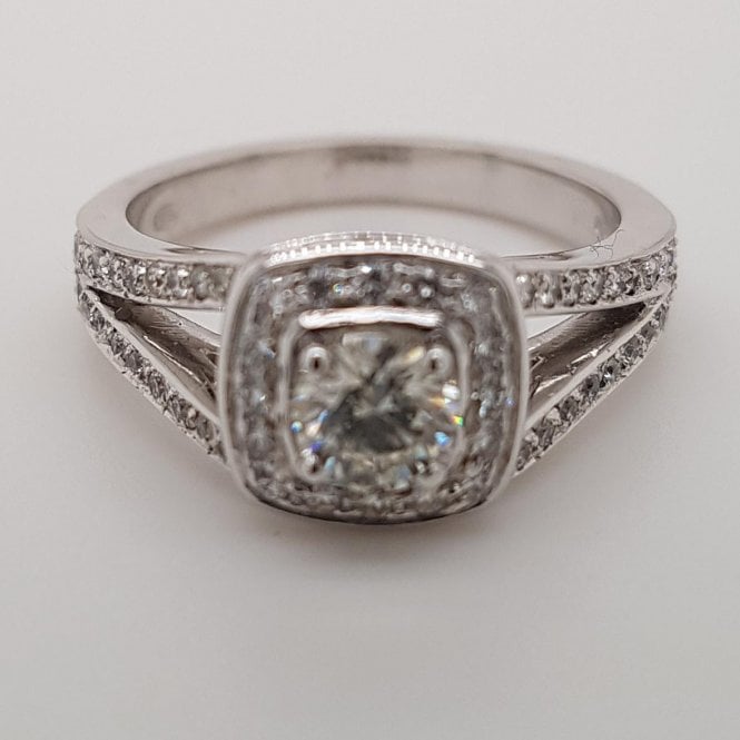 Diamond Halo style cluster ring 0.76cts in 18ct white gold