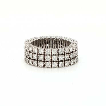 Diamond Set 3 Row Full Eternity Ring 3.23cts 18ct White Gold