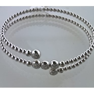 Diamond set bubble beads bracelet 18ct WG 0.62cts