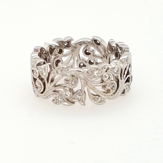 Diamond Set Floral Band 0.37cts in 18ct White Gold