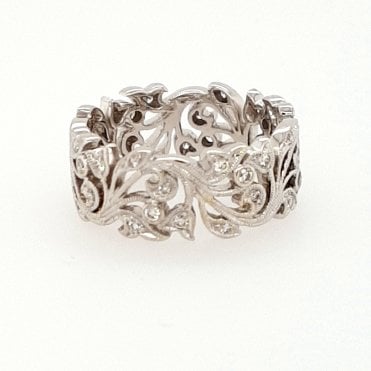 Diamond Set Floral Band 0.37cts in 18ct White Gold