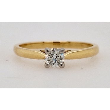 Diamond solitaire ring 0.27cts in Plat/ 18ct yellow gold