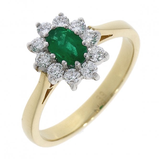 Bramwells Emerald and Diamond cluster ring in 18ct gold