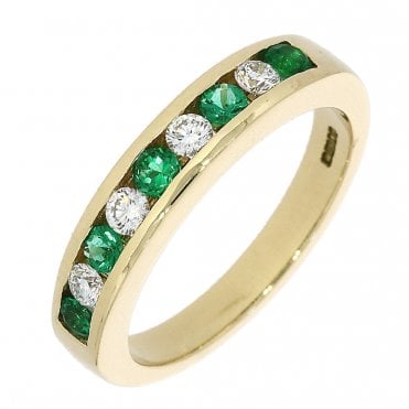 Emerald and Diamond Eternity Ring 18ct gold