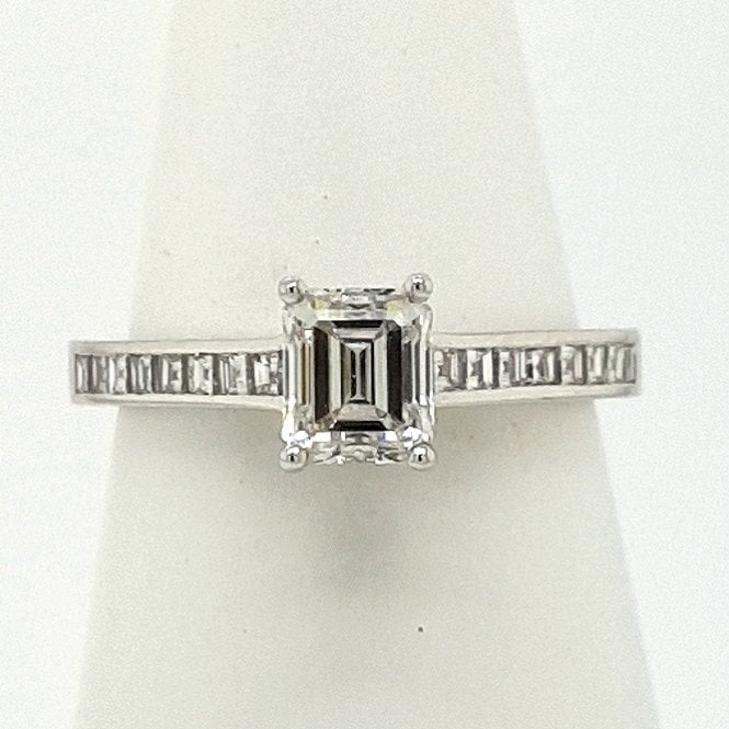 Emerald Cut Diamond Solitaire Ring 1.24cts in Platinum