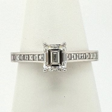 Emerald Cut Diamond Solitaire Ring 1.24cts in Platinum