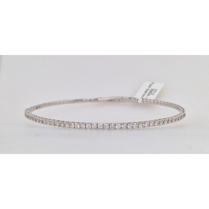 Bramwells Flexible Diamond Line Bangle 18ct White Gold 1.05cts