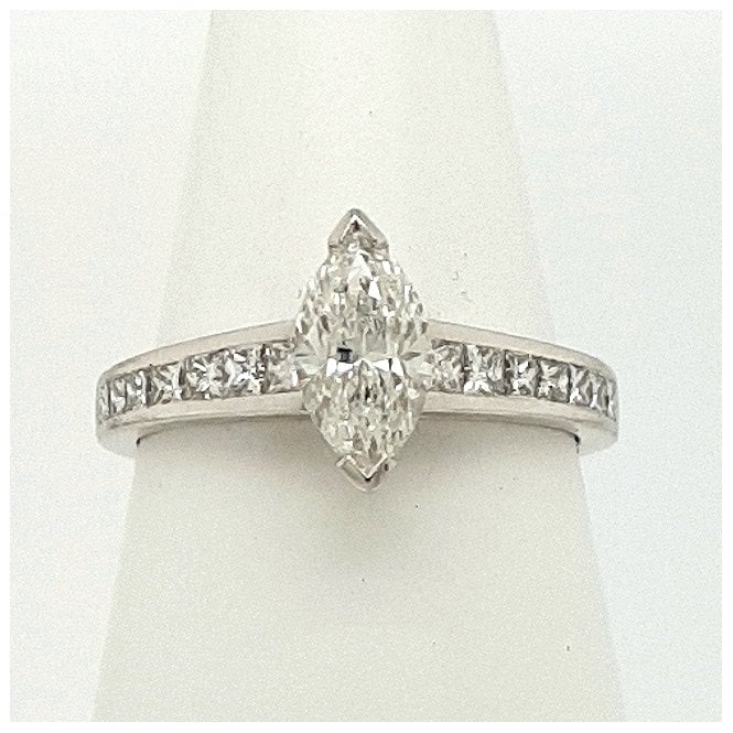 Marquise Cut Diamond Solitaire Ring in Platinum 1.34cts