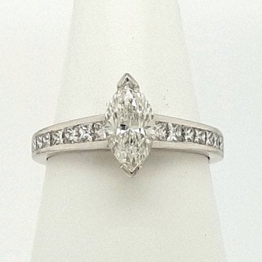 Marquise Cut Diamond Solitaire Ring in Platinum 1.34cts