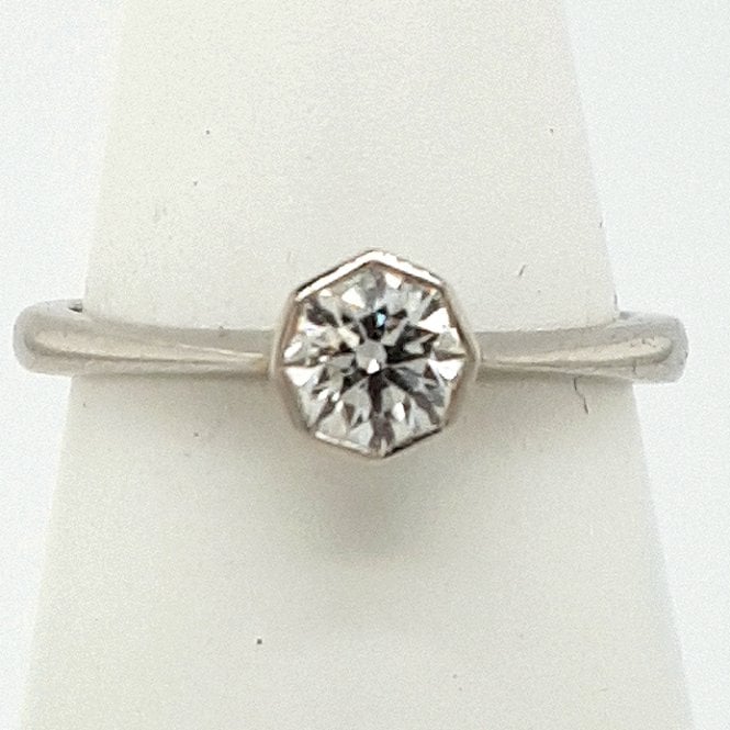 Octagonal Cut Diamond Solitaire Ring 0.56cts in Platinum