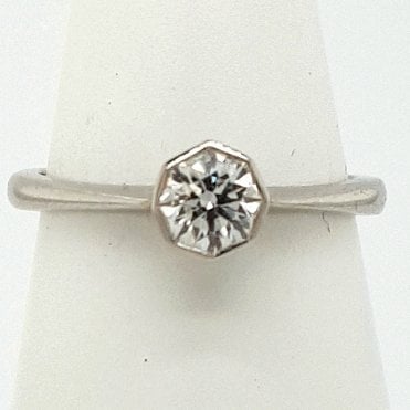 Octagonal Cut Diamond Solitaire Ring 0.56cts in Platinum