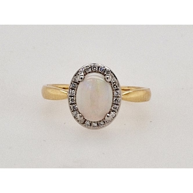 Bramwells Opal and diamond cluster ring in 18ct white and yellow gold