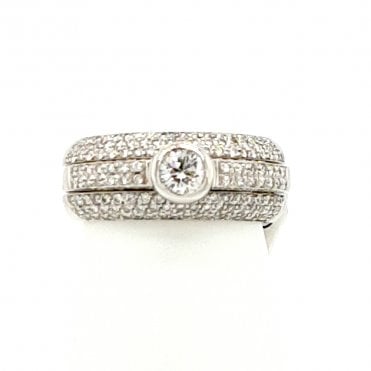 Pave set Round Brilliant Cut Diamond Bands part of 3 piece ring
