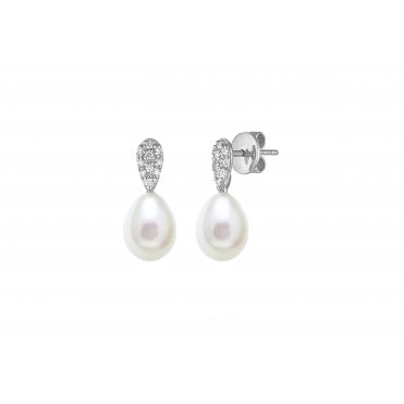 Pearl and Diamond Earrings in 18ct White Gold
