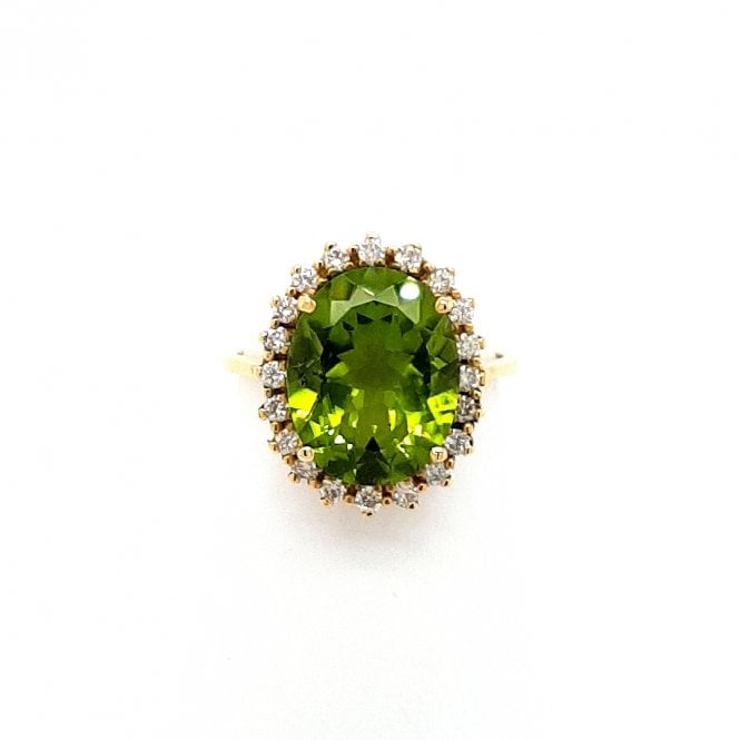 Bramwells Peridot and diamond cluster ring